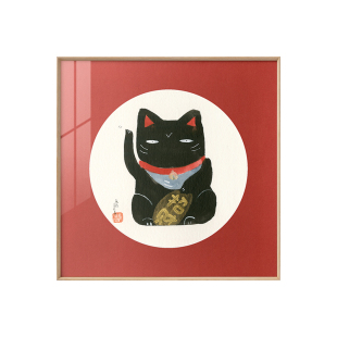 张乐陆 原创招财猫装饰画现代新中式字画客厅玄关挂画 日日是好日