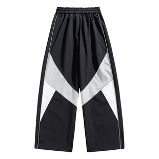 男士美式运动裤子男青少年今年流行的爆款男裤宽松长裤阔腿裤男款