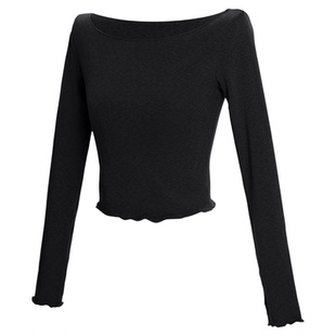 艾舞戈舞蹈服上衣女成人一字领保暖毛衣长袖芭蕾舞练功服形体套装