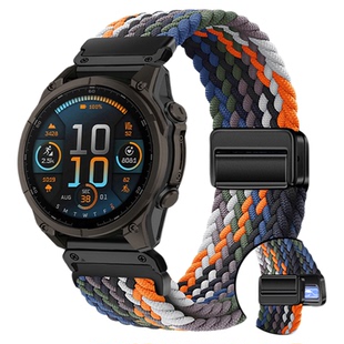 适用佳明Garmin飞耐时Fenix8/7X/5/6X/Forerunner955/965/970/Epix Pro/Tactix8尼龙编织本能Instinct3表带2X