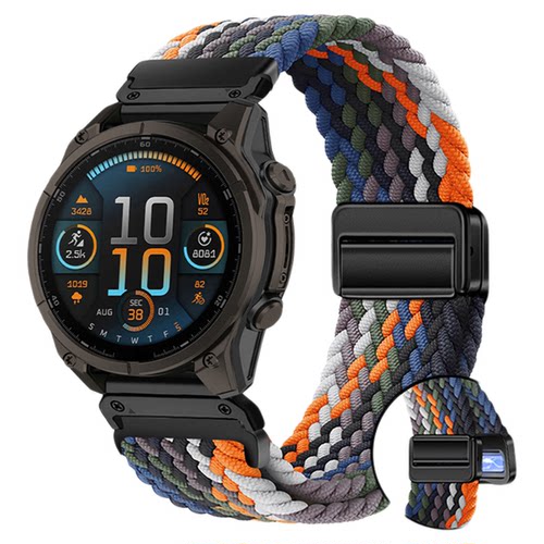 适用佳明Garmin飞耐时Fenix8/7X/5/6X/Forerunner955/965/970/Epix Pro/Tactix8尼龙编织本能Instinct3表带2X