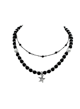 黑色串珠海星双层叠戴项链