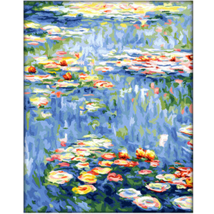数字油画diy填色自己成人手工油彩涂色手绘画画填充解闷莫奈睡莲