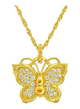18K金镶嵌钻石蝴蝶结项链