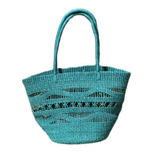 高品质蕉麻镂空单肩包小众精致手工钩花编织包简约度假篮子手提包