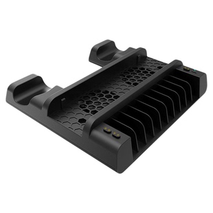 PS4/SLIM/PRO多功能散热风扇底座+收纳碟架+手柄双充带LED灯底座