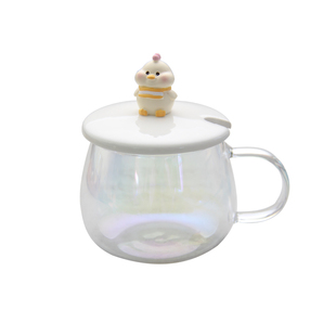 高硼硅玻璃杯咖啡杯可爱卡通生肖情侣子带盖牛奶麦片杯早餐马克杯