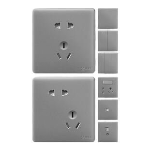 公牛开关插座面板黑色86型家用墙壁带一开usb5孔五孔多孔G28灰色