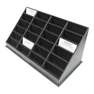 大容量皮质革24格名片盒卡片收纳名片架名片座商务定制售楼部前台