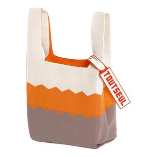 TOUTSEUL原创三色彩虹包原创单肩包手提包拼色时尚百搭帆布包个性