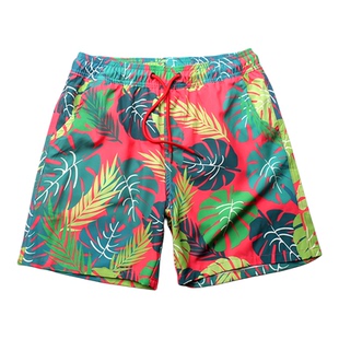 ins潮牌印花双层游泳裤沙滩裤男速干泳衣防尴尬弹力短裤海边度假