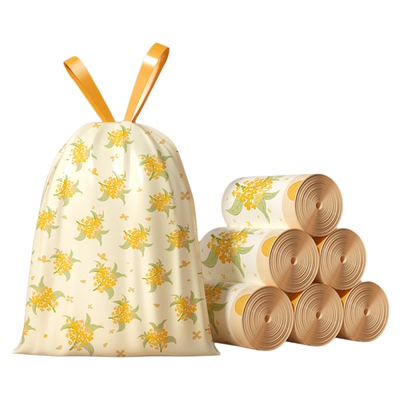 微净桂花香免撕抽绳加厚垃圾袋