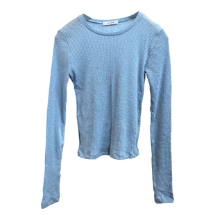 现货TALK TALK韩国东大门女装春秋季长袖圆领螺纹短款打底衫T恤