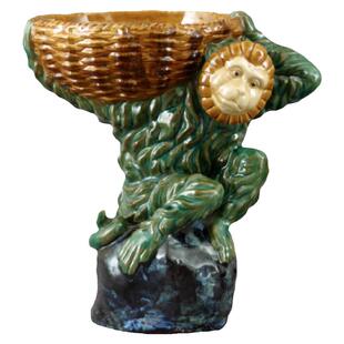 现货 纽约下城公园 进口 皮猴晒瓜子趣味陶瓷装饰摆件托盘客厅