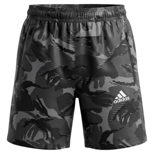 adidas阿迪达斯男款 灰迷彩休闲运动跑步时尚百搭舒适透气五分裤