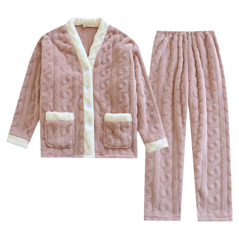 情侣法兰绒剪花家居服两件套