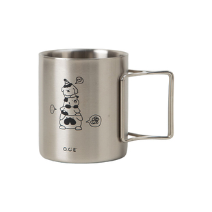 OCE双层304不锈钢杯汪汪叠叠乐带手柄办公室直饮喝水杯早餐牛奶杯