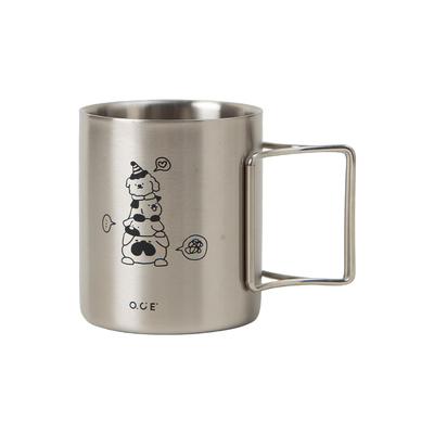 OCE双层304不锈钢杯汪汪叠叠乐带手柄办公室直饮喝水杯早餐牛奶杯