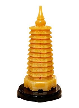 天然黄玉文昌塔摆件学生办公