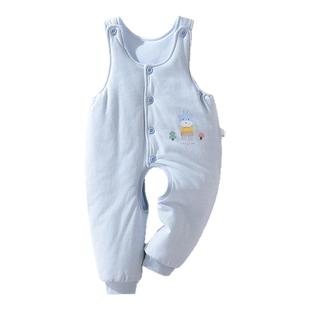 童泰婴儿背带裤夹棉纯棉连体裤冬季150克加厚宝宝开档厚连体棉裤