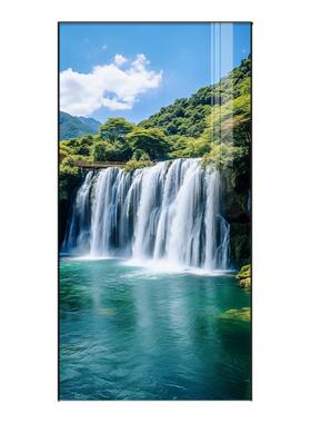 玄关挂画进门现代高山流水源远流长过道入户竖版简约装饰画山水画