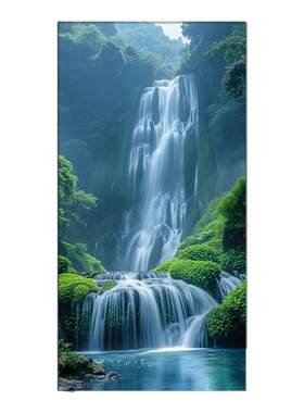 流水生财装饰画入户玄关挂画山水