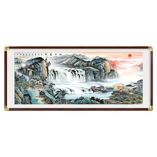 旭日东升客厅挂画东墙山水画靠山图新中式沙发背景墙装饰画国画