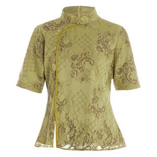 【博主同款】花木深新式蕾丝中式上衣女高端修身女装立领刺绣衬衫