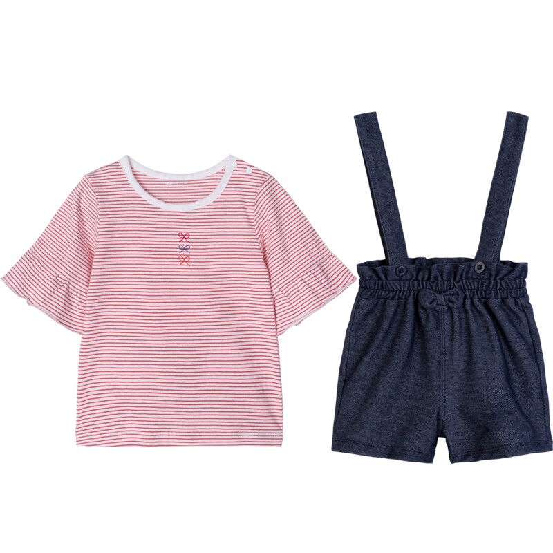 贝贝怡休闲吊带女童套装夏装日系