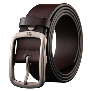 Jeep吉普皮带男士真皮针扣裤带男正品纯牛皮休闲男款牛仔裤腰带潮