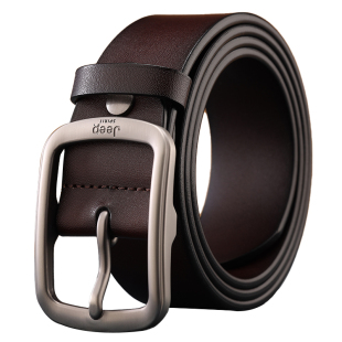 Jeep吉普皮带男士真皮针扣裤带男正品纯牛皮休闲男款牛仔裤腰带潮