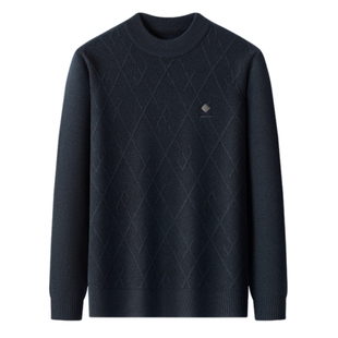 恒源祥半高领羊绒衫男中年一体绒加厚保暖羊毛衫爸爸冬装打底毛衣