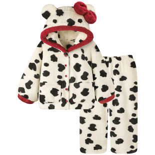 【好rua~】睡衣女款2026新款冬高级感可爱奶牛纹加厚珊瑚绒家居服