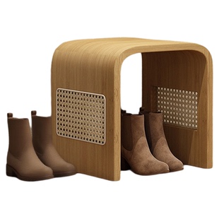 进门换鞋凳家用门口非实木小尺寸玄关凳2026新款藤编坐凳一体矮凳