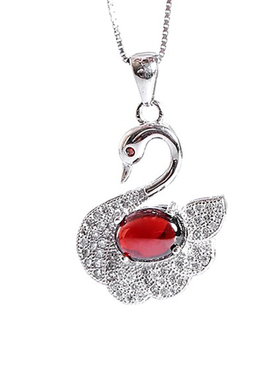 s925纯银石榴石锁骨链女高级感