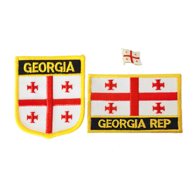 Georgian格鲁吉亚国旗布贴 背胶 胸章三件套 服饰刺绣补丁臂章