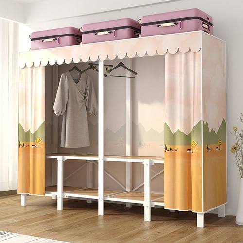 简易布衣柜免安装卧室衣橱家用钢架结构经济型收纳折叠柜子出租房