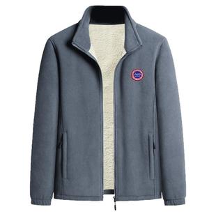 吉普Jeep中老年摇粒绒外套男冬季加绒加厚老爸羊羔绒保暖抓绒夹克