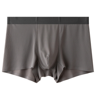 镂空网孔凉感冰丝纯黑色男士内裤无痕平角裤速干四角速干2025新款