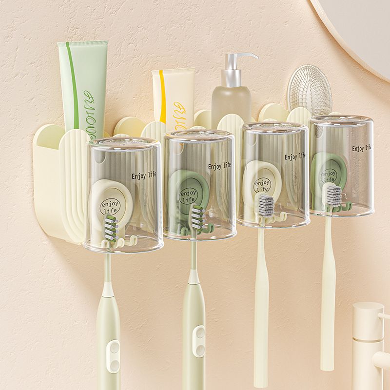 新品 漱口杯牙刷牙杯置物架壁挂式卡通可爱挂墙式儿童牙膏收纳盒