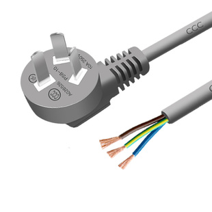 大功率空调电源线带插头裸尾灰色3芯2.5平方国标3C认证16A插头线