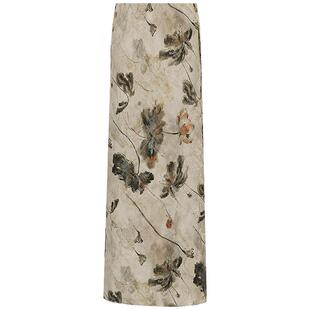 COCOBELLA[100%人丝]新中式暗纹提花仿香云纱半身裙女长裙HS3106