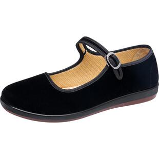 老北京布鞋女春秋新款职业黑色工作鞋客房不累脚浅口防滑妈妈单鞋