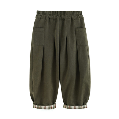 砚台家日系拼接格子休闲裤秋季