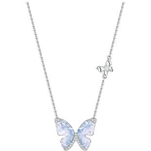 ZEGL碎冰蓝蝴蝶项链女款2025新款轻奢高级感锁骨链颈链送女友礼物