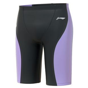 李宁儿童泳裤中大童莱卡速干高弹舒适贴身专业训练竞速男童泳裤