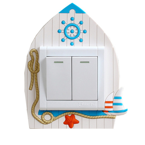 【特价清仓】地中海海洋风INS 北欧 卡通硅胶 开关套立体开关贴