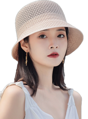 防晒帽女夏季薄款遮阳帽渔夫帽