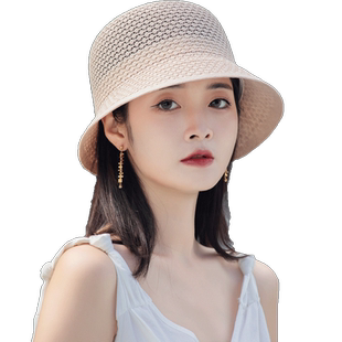 防晒帽女夏季时尚百搭薄款遮阳帽女款2026新款显脸小可折叠渔夫帽