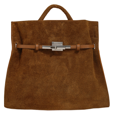 EZRO麂皮牛皮单肩手提凯莉托特包